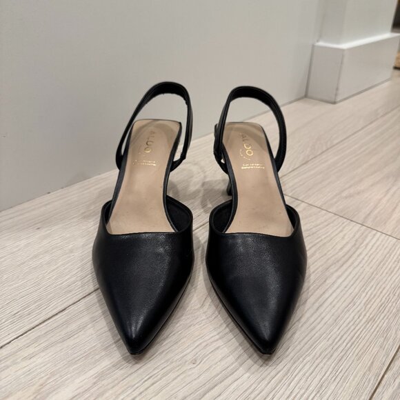 ALDO Genuine Leather Black Heels - Picture 3 of 9